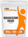 BulkSupplements.com Magnesium Oxide Powder - Magnesium Oxide Supplement, Mineral Supplement - Food Grade & Gluten Free, 835mg per Serving, 250g (8.8 oz) (Pack of 1)