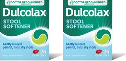 Dulcolax Stool Softener Laxative Liquid Gel Capsules (25ct) for Gentle Relief, Docusate Sodium 100mg (Pack of 2)
