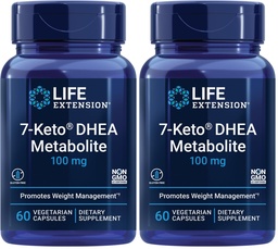 Life Extension 7-Keto DHEA Metabolite – Crank Up Your Fat-Burning Furnace – Non-GMO-– Gluten-Free-– 100 Mg-– 60 Vegetarian Capsules,(Pack of 2)