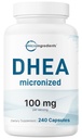 Micro Ingredients DHEA 100 mg Per Serving, 240 Capsules | Micronized DHEA Supplement for Women & Men | Non-GMO, Gluten Free, Soy Free