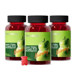 NEWELLME Sugar-Free Apple Cider Vinegar Gummies 1000mg ACV with The Mother + Vitamin B12 for Gut Health, Bloating Relief & Metabolism, Vegan Keto Gluten-Free, 180 Counts (Pack of 3)