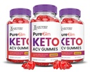 (3 Pack) Pure Slim Keto ACV Gummies Advanced Formula 1000MG PureSlim Keto Gummies Apple Cider Vinegar Formulated with Pomegranate Beet Juice Powder B12 Vegan Non GMO 180 Gummys