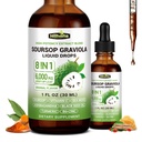 8 in 1 Graviola Soursop Leaf Extract Liquid - Soursop Bitters Liquid with Sea Moss, Ashwagandha and Tumeric, for Immune & Liver, Zzz & Antioxidant & Cell Support,1 Fl Oz