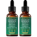 QIZFYZZ Liquid Drops - Soursop Bitters Liquid with Sea Moss, Moringa & Turmeric Extract, Immune Support and Overall Health, Vegan, Non-GMO | 2 Fl Oz