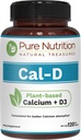 Pure Nutrition Cal D - Plant Based Calcium with VIT D3 K2 & Magnesium | 120 Tabs | 500mg Vegan Calcium per Serving | Algae Calcium Supplement for Bone Health