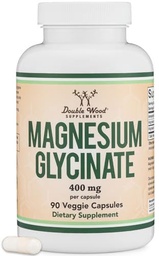 Magnesium Glycinate 400mg, 90 Capsules (Vegan Safe, Third Party Tested, Gluten Free, Non-GMO) High Absorption Magnesium by Double Wood Supplements