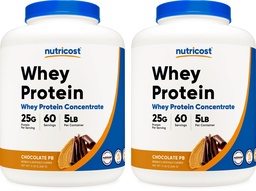 Nutricost Whey Protein Concentrate (Chocolate Peanut Butter) 5LBS - Gluten Free & Non-GMO (Pack of 2)
