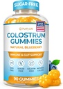 Sugar-Free Colostrum Gummies (1500mg) Bovine Colostrum for Humans, Grass-Fed Supplement for Gut Health, Leaky Gut Repair, Immune Support, Skin Health - 35% IgG Per Serving