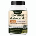 ZEBORA Lions Mane Supplement Capsules - 5-in-1 Mushroom Supplement with Cordyceps, Reishi & Turkey Tail - Fruiting Body for Memory, Focus & Energy - 120 Vegan Capsules