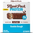 Munk Pack Keto Protein Bars, Cookie Dough - 15g Protein Snacks with Low Sugar, Healthy Pre & Probiotics, 4g Net Carbs - Gluten Free & Diabetic Friendly - 12 Count