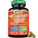 GLP-1 Booster Supplement, Akkermansia, L-Carnitine, Berberine (GlucoVantage), Methylfolate, Methylated B12, Chromium, Capsimax, Psyllium Husk, Probiotics Vitamins D3, B6, 20-in-1 Plant-Based (60 Caps)