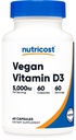 Nutricost Vegan Vitamin D3 (5,000 IU) 60 Capsules - Vegan Vitamin D Supplement, GMO-Free, Gluten-Free