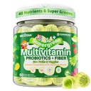 Kids Multivitamin Gummies, 20+ Super Greens Fruit and Veggies Supplement Superfood Daily Gummies with Probiotics for Kids Gummy Vitamins & Minerals for Tummy & Immune Support -Vegan, Sugar Free, 60Cts
