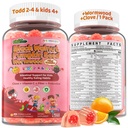 Toddler 2-4 & Kids 4+ Para Clean Gut Health Gummies w/Black Walnut, Wormwood, Clove, Pumpkin Seeds, Vitamin C, D3, Zinc, Digestive Supplement for Natural Gut Cleanse, Kids Immune Support (60cts)