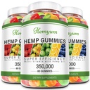 Hemp Gummies 3 Packs - for Relaxation & Restful Sleep - High Potency Organic Hemp Extract - Vegan, Non-GMO Edible Gummies
