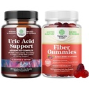 Bundle of Green Coffee Bean Extract for Uric Acid Cleanse & Detox - Turmeric, Tart Cherry & Celery Seed and Fiber Gummies for Adults - Chicory Root with Prebiotic Support for Gut & Digestive Health