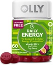 Gummy d'énergie quotidienne OLLY, sans caféine, vitamine B12, CoQ10, Goji Berry, supplément à croquer pour adultes, saveur tropicale - 60 comte