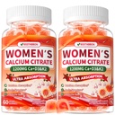Calcium Supplements for Women Gummies: Organic Chewable Sugar Free Vegan Calcium 1200 mg with Vitamin D3 K2 B6 B12 Mineral Magnesium Zinc Citrate - for Womens Immune Overall Health(120Count)
