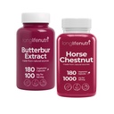 LongLifeNutri Butterbur Extract 100 mg + Horse Chestnut Extract 500 mg Bundle - 180 + 180 Vegetarian Capsules, 6-3 Month Supply, Support for Head Comfort & Circulation, GMP Certified, Made in USA