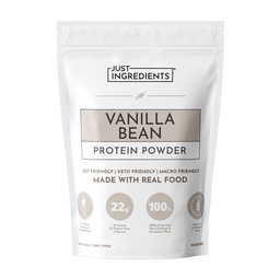 JUST INGREDIENTS Vanilla Protein Powder - Grass-Fed Whey Blend, Organic, Gluten Free, Dairy Free, Soy Free - 15 Servings, 22g Protein