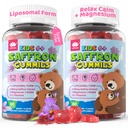 Saffron Magnesium Glycinate Gummies for Kids Mood Relax Sleep Gummies, Liposomal Saffron for Kids Gummies, Organic Saffron Extract Supplements w/ L-Theanine & GABA for Focus Calm - No Melatonin, 120Ct