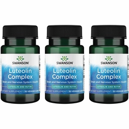 Swanson Luteolin Complex w/Rutin - Brain Support Supplement Promoting Memory, Mood & Cognitive Health - Natural Formula to Help Maintain Nervous System - (30 Veggie Capsules) 3 Pack