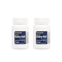 MAJOR Original Dairy Aid - Lactase Enzyme Supplement - 60 Caplets (2 Pack)