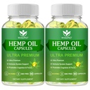 (2Pack) Hemp Oil Capsules - 60,000 Maximum Strength, Immune Support, Focus Calm, Relaxation, Mood, Rich in Omega 3, 6, 9 Fatty Acids - 90 Capsules