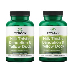 Swanson Milk Thistle, Dandelion & Yellow Dock - Herbal Liver Support Supplement - Natural Supplement Helping to Maintain Overall Health & Wellbeing - (120 Capsules) (2 Pack)