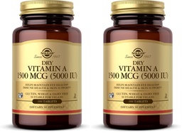 SOLGAR Dry Vitamin A 1500 mcg (5000 IU), 100 Tablets - Supports Healthy Eyes, Skin & Immune System - Non-GMO, Vegan, Gluten Free, Dairy Free, Kosher - 100 Servings (Pack of 2)