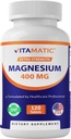 Vitamatic Extra Stregth Magnesium Oxide 400 mg 120 Vegetarian Tablets - Supports Muscle, Nerve, and Heart Health* - Made in the USA - Non-GMO & Gluten Free