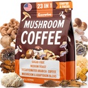 Mushroom Coffee, 23 IN 1 Instant Mushroom Coffee - Zero Sugar, with 100% Fruiting Lion's Mane, Chaga, Cordyceps, Reishi, Ashwagandha, Decaf Arabica, for Focus, Energy, Gut, Digestion, Immunity, 5.3 oz