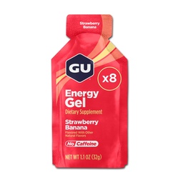 GU Energy Original Sports Nutrition Energy Gel, Vegan and Dairy-Free On-the-Go Energy for Any Workout, Strawberry Banana, 8-Count