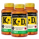 MASON NATURAL Vitamin K2 + D3, 300,Day Supply, with Calcium for Normal Bone and Muscle Support, 100 Tablets (Pack of 3)
