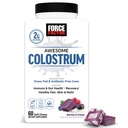 Force Factor Awesome Colostrum, Support Gut & Immune Health, Recovery, Hair, Skin & Nails, Bovine Colostrum Supplement with Biotin, Grass-Fed, Antibiotic-Free, Berries & Cream, 60 Soft Chews