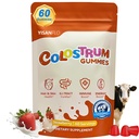60 Servings Colostrum Gummies | Delicious 1g per Serving Grass Fed Bovine Colostrum Supplement | Colostrum Chews for Gut Health, Immunity, Hair, Skin and Beauty | Strawberry Flavor
