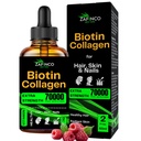 Liquid Biotin & Collagen Drops - 70000 mcg Extra Strength Biotin Drops supports Anti-Aging,Hair Growth,Glowing Skin & Nail Growth Vitamins for Women & Men. Suger free,Gluten free Non GMO Halal