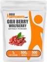 BulkSupplements.com Poudre d'extrait de loupe - supplément de baies Goji, poudre de fruits - végétalien et sans gluten, 1g par portion, 500g (1,1 lb) (paquet de 1)
