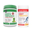 Vibrant Health, Green Vibrance (60 Servings) and Joint Vibrance (21 Servings) Bundle, Vegan Superfood Plus Joint and Cartilage Support, Orange Pineapple