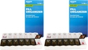 Amazon Basic Care (7-Day) AM/PM Pill Organizer, Vitamine Case, et boîte de médecine, grands compartiments, 2 fois par jour, noir et lys clair (paquet de 2)