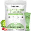 Strawberry Limeade Electrolytes Powder Packets, Instantly Hydration Drink Mix Just Whole Food Ingredients, Energy Boost, Exercise Recovery Liquid & Daily I V Minerals Support, 30 PCS, No Sugar Added