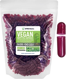 XPRS Nutra Size 00 Empty Capsules - 1000 Count Empty Vegan Capsules - Vegetarian Empty Pills - DIY Vegetable Capsule Filling- Veggie Pill Caps (Purple Carrot)