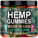 Hemp Gummies for Sleep and Calm Relaxation-Made in USA-Natural Hemp Oil Infused Edibles Gummy Bear Candy-96 Count