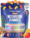 Drops Of Nature Mushroom Sleep Gummies Melatonin-Free – Ashwagandha L Theanine Elderberry Lions Mane Turkey Tail Lemon Balm GABA – Nighttime Mushroom Superfood Blend (Mixed Fruits, 50 Gummies)