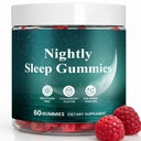 Nightly Sleep Gummies for Adults, Sleep Gummies No Melatonin, with Magnesium, L-Theanine, GABA, and Glycine, Calm Mind & Restful Sleep Support, Strawberry Flavor, 60 Gummies, 1 Bottle