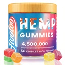 HOOLOO Hemp Gummies for Deep Bedtimes, Unwind, Focus - 6 Fruity Flavors Big Cubes Gummy Infused Vitamins Omega 3 - Extra Stength 4,500,000 for Adults - Made in USA