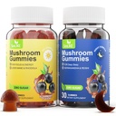 Simlike Mushroom Gummies Supplement for Sleep and Energy with Ashwagandha & Lion's Mane, Day & Night Routine,Elderberry Flavor, No Sugar (30-Day Supply)