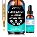 L Theanine Caffeine Supplement Organic Liquid Drops for Women & Men | Focused Energy Supplement with L-Theanine 200mg and 50mg Natural Caffeine + Vitamin B6 & B12 | Vegan | Non-GMO | Gluten Free