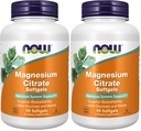 NOW Foods Supplements, Magnesium Citrate, with Glycinate & Malate, Nervous System Support*, 90 Softgels, (Pack of 2)