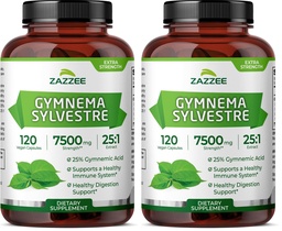 azzee USDA Organic Gymnema Sylvestre 25:1 Extract, 25% Gymnemic Acid, 120 Vegan Capsules, 4 Month Supply, All-Natural Botanical Support, Concentrated 25X Extract, Non-GMO, Made in the USA Pack of 2